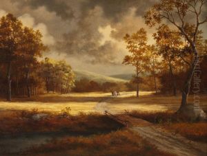 Kutschfahrt In Herbstlicher Landschaft by Jean Charles Delamare