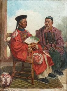 Chinese Gentleman Seated On A Terrace