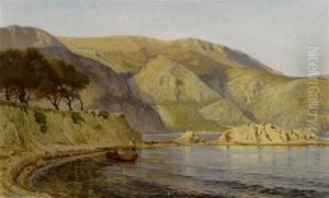 Rocky Coastal Landscape With Fishermen by Charles Samuel Delapeine