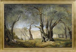 Meridional Landscape With Figures by Charles Samuel Delapeine