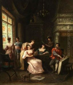 Les Amateurs De Gravures by B. Delaroche