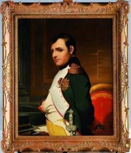 Portrait De L'empereur Napoleon 1er En Uniforme De Grenadier De La Garde, Debout Devant Son Bureau. by Paul Charles Delaroche