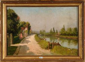 Bord De Riviere Dans Les Environs De Rouen