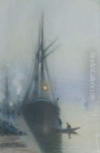 Bateaux Dans La Brume by Joseph Delattre