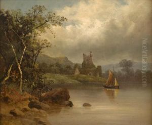 Veduta Di Rocca Sul Lago Con Barca by Valentine, Val Delawarr