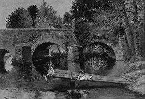 Les Enfants Pechant Pres Du Pont. by Marcelin Delechaux