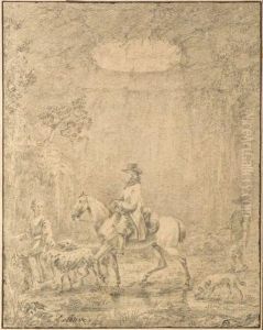 Cavalier Et Couple De Bergers Dans Une Grotte