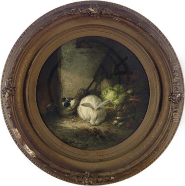 Rabbit And Chick In A Barn - view 1