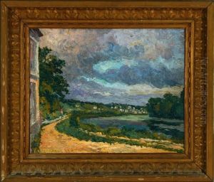 "bords De La Seine A Herblay Au Crepuscule". Signed And Dated Eug. Delestre 1909 by Eugene Delestre