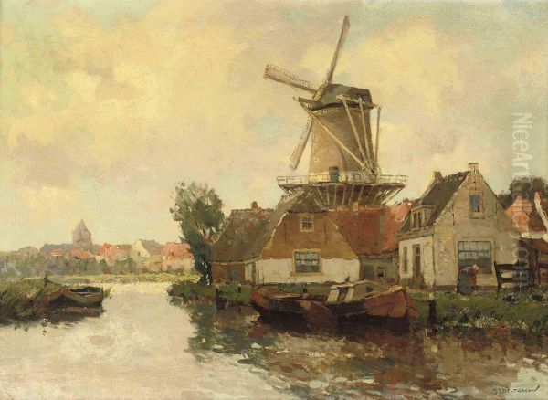 A Dutch Town With A Windmill - view 1