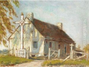 Wayside Cross By A Rural Home by Georges Marie Joseph Delfosse