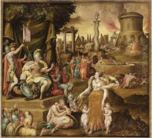 The Taking Of Carthage: Hasdrubal's Wife Denouncing Her Husband Before Scipio by Nicolo Dell' Abate