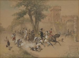 Depart De La Chasse A Courre by Cesare Felix dell' Acqua