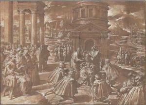 The Funeral Of Mausolus, King Of Halicarnassus by Niccolo Dell'Abate