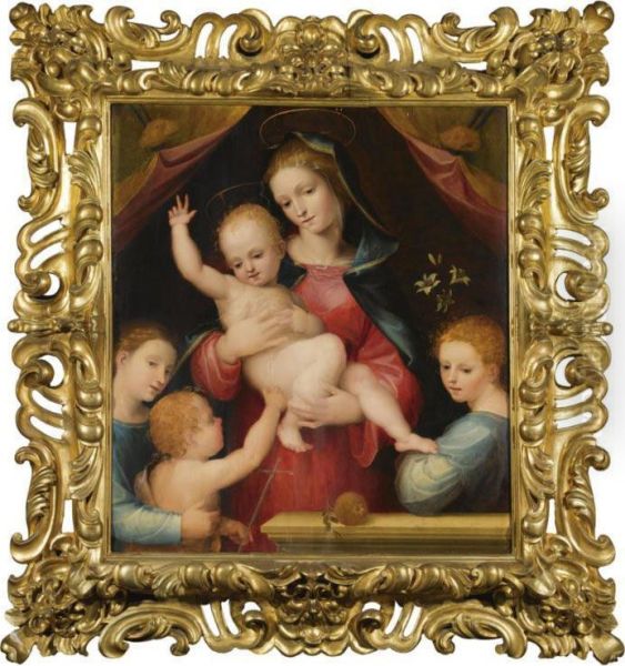 Madonna And Child With Saint John The Baptist And Two Angels by Fra Bartolommeo della Porta
