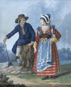 Couple De Paysans Napolitains by Saverio Xavier Della Gatta