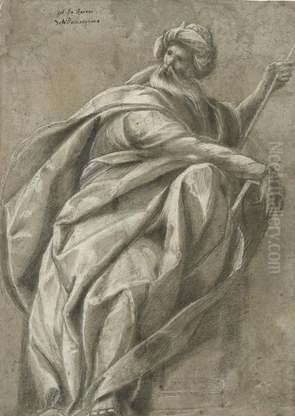 A Seated Prophet, Carrying A Staff And Book - view 1