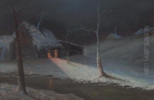 Cabin In Snow by Frederick Samuel Dellenbaugh
