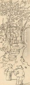 Villageois Sur Le Chemin by David Dellepiane