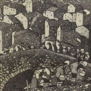 Pecheur Et Paysage - Vue De Village by David Dellepiane