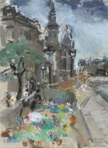 Paris Le Marche Aux Fleurs Sur Le Quai De La Conciergerie by Henriette Deloras
