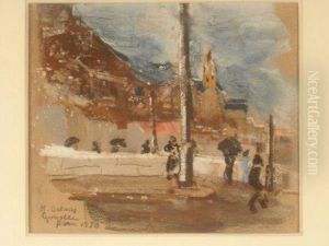 Les Quais De L'isere Animes, Le Rabot Et L'ancien Clocher De Saintemarie D'en Haut by Henriette Deloras