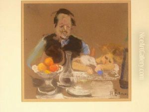 Jules Flandrin Et Julot Assoupis Devant Un Compotier by Henriette Deloras