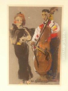 La Chanteuse Et La Contrebassiste 1900 by Henriette Deloras