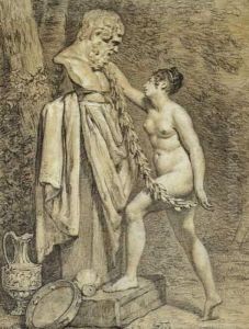 Une Vestale Couronnant Une Statue De Bacchus by Pierre Claude Fr. Delorme