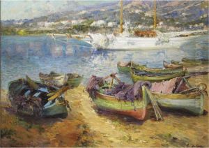 Port En Mediterranee by Gustave Deloye