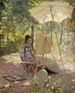 Artiste Au Chevalet by Hermann Delpech