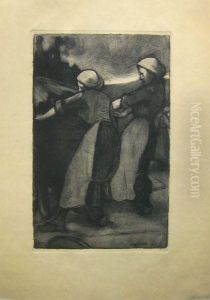Hiercheuses Au Wagonnet by Edmond Delsa