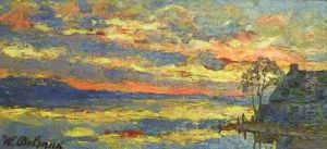 Coucher De Soleil Sur Une Berge Coucher De Soleil Sur Une Berge