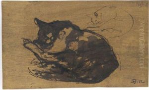 Deux Etudes De Chats Endormis by Henri Deluermoz