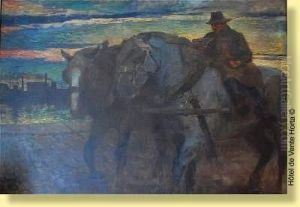 Le Retour Du Labour Au Coucher Du Soleil by Jean Joseph Delvin