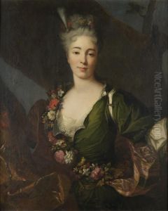 Portrait De Femme De Qualite A La Guirlande De Fleurs