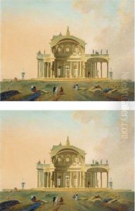 Fantastical Architectural Studies With Figures by Pierre-Antoine Demachy