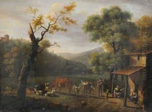 Scene Campagnarde. by Jean Louis (Marnette) De Marne
