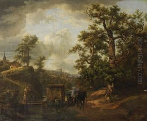 Paysage Avec Un Cavalier Et Un Religieux by Jean Louis (Marnette) De Marne
