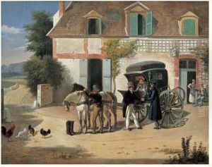Une Caleche Devant Un Relais De Poste by Jean-Francois Demay