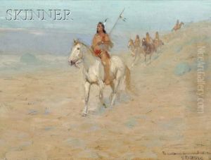 View Of Native Americans On Horseback by Edwin Willard Deming