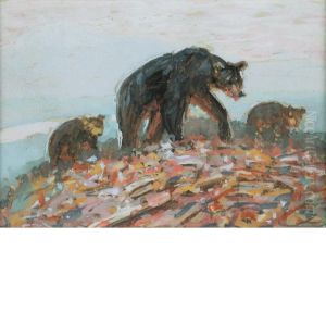 Raccoon In Moonlight by Edwin Willard Deming