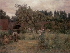Tending The Garden by Adrien Louis Demont