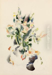 Floral Still Life With Plums by Charles Demuth