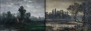 Paar Boslandschappen by Gustave Den Duyts