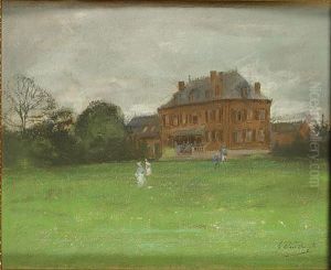 Gezelschap In De Tuin by Gustave Den Duyts