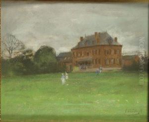 Gezelschap In De Tuin. by Gustave Den Duyts