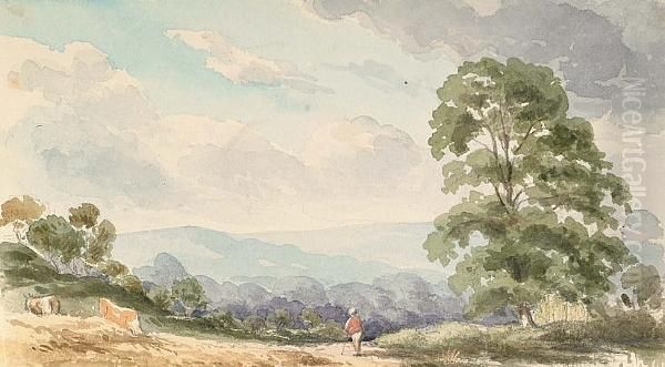 A Lone Figure Before A Rural Landscape, With 9 Other Views By The Same Hand - view 1