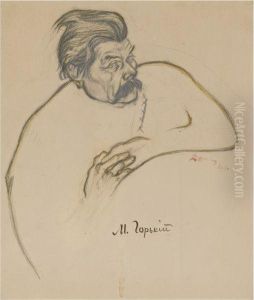 Portrait Of Maxim Gorky by Viktor Nikolaevich Denisov