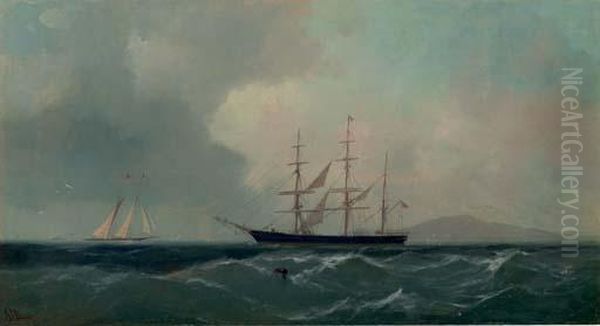 An American Three Masted Clipper Ship In San Francisco Bay - view 1